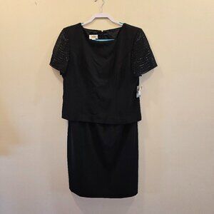 NWT Women's Talbots One‎ Piece Dress Beaded Sleeves Size 12